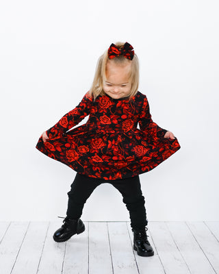 Midnight Roses | Bamboo Small Clip on Bow