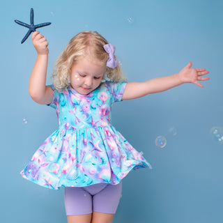 Magical Mermaid Shells | Bamboo Toddler & Girls Peplum Top & Shorts Set