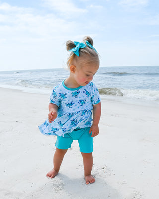 Turquoise | Bamboo Small Clip on Bow
