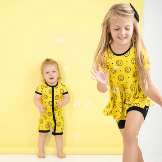 Happy Smiles | Bamboo Shorty Zipper Romper - Baby, Infant & Toddler