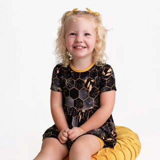 Midnight Honey | Bamboo Toddler & Girls Peplum Top & Shorts Set