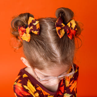 *COMING SOON* Autumn Leaves | Bamboo Pigtail Clip on Bow Set