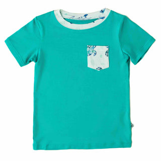 Turquoise | Bamboo Toddler & Kids Pocket T-Shirt