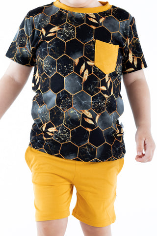 Midnight Honey | Bamboo Toddler & Kids Pocket Tee & Shorts Set
