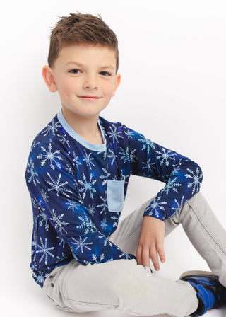 Icy Snowflakes | Bamboo Toddler & Kids Pocket T-Shirt