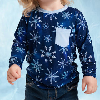 Icy Snowflakes | Bamboo Toddler & Kids Pocket T-Shirt