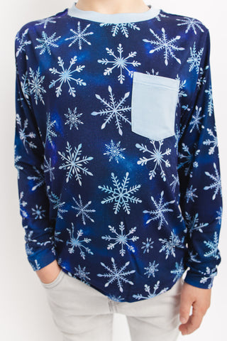 Icy Snowflakes | Bamboo Toddler & Kids Pocket T-Shirt