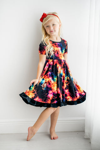 Bamboo Twirl Dress for Girls, Toddler, Children & Kids | Cosmic Nebula 2T Bamboo Twirl Dress for Girls, Toddler, Children & Kids | Cosmic Nebula 2T