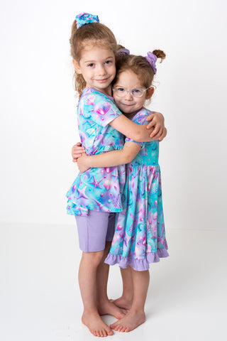 Magical Mermaid Shells | Bamboo Toddler & Girls Peplum Top & Shorts Set