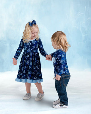 Icy Snowflakes | Bamboo Small Clip on Bow