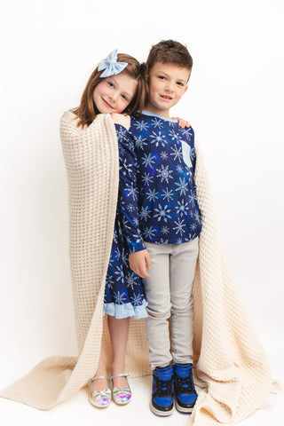 Icy Snowflakes | Toddler & Girls Bamboo Ruffle Twirl Dress