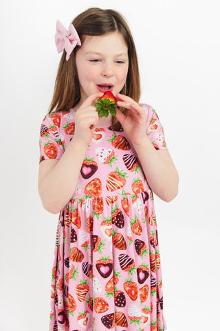 Sweet Strawberries | Toddler & Girls Bamboo Ruffle Twirl Dress