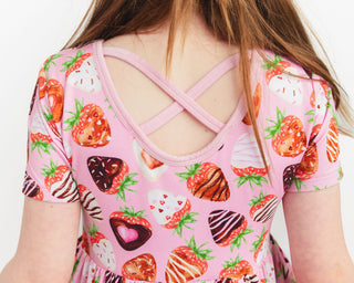 Sweet Strawberries | Toddler & Girls Bamboo Ruffle Twirl Dress