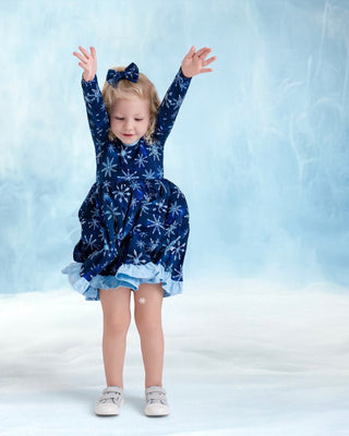 Icy Snowflakes | Bamboo Small Clip on Bow