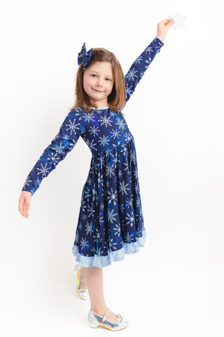 Bamboo Twirl Ruffle Dress-Toddler, Girls, Kids | Winter Icy Snowflakes 4T Bamboo Twirl Ruffle Dress-Toddler, Girls, Kids | Winter Icy Snowflakes 4T