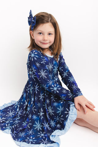 Icy Snowflakes | Bamboo Big Clip on Bow