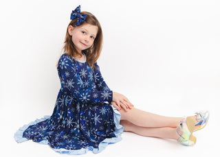 Icy Snowflakes | Bamboo Big Clip on Bow