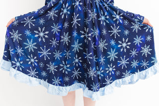 Icy Snowflakes | Toddler & Girls Bamboo Ruffle Twirl Dress