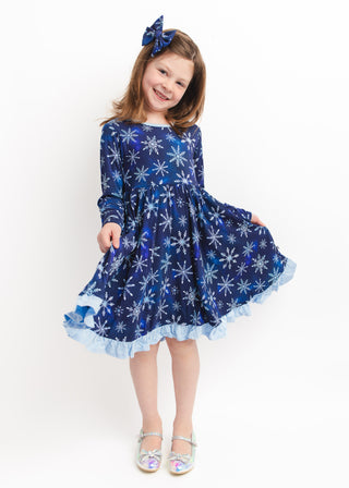 Icy Snowflakes | Bamboo Big Clip on Bow