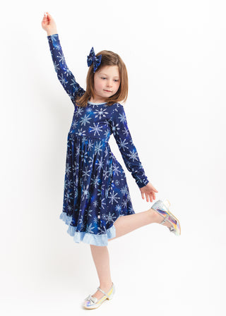 Icy Snowflakes | Bamboo Big Clip on Bow