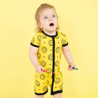 Happy Smiles | Bamboo Shorty Zipper Romper - Baby, Infant & Toddler