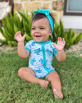 Sea Turtles | Bamboo Shorty Zipper Romper - Baby, Infant & Toddler