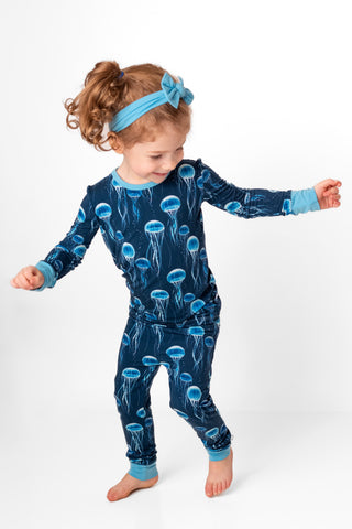 Blue Jellies | Two-Piece Bamboo Long Sleeve Toddler & Kids Pajamas