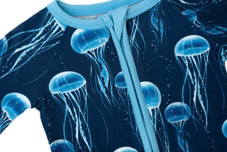 Blue Jellies | Convertible Bamboo Zipper Baby Pajamas