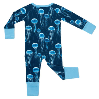 Blue Jellies | Convertible Bamboo Zipper Baby Pajamas