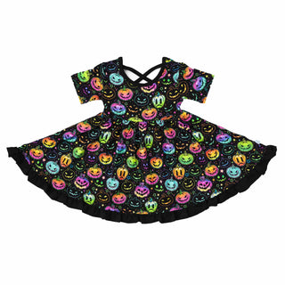 Halloween Pumpkins | Toddler & Girls Bamboo Ruffle Twirl Dress