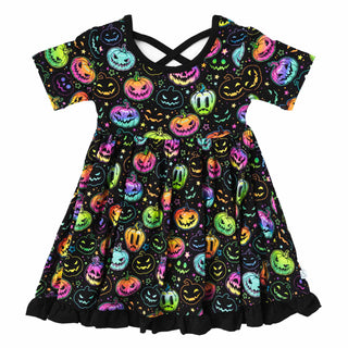 Halloween Pumpkins | Toddler & Girls Bamboo Ruffle Twirl Dress