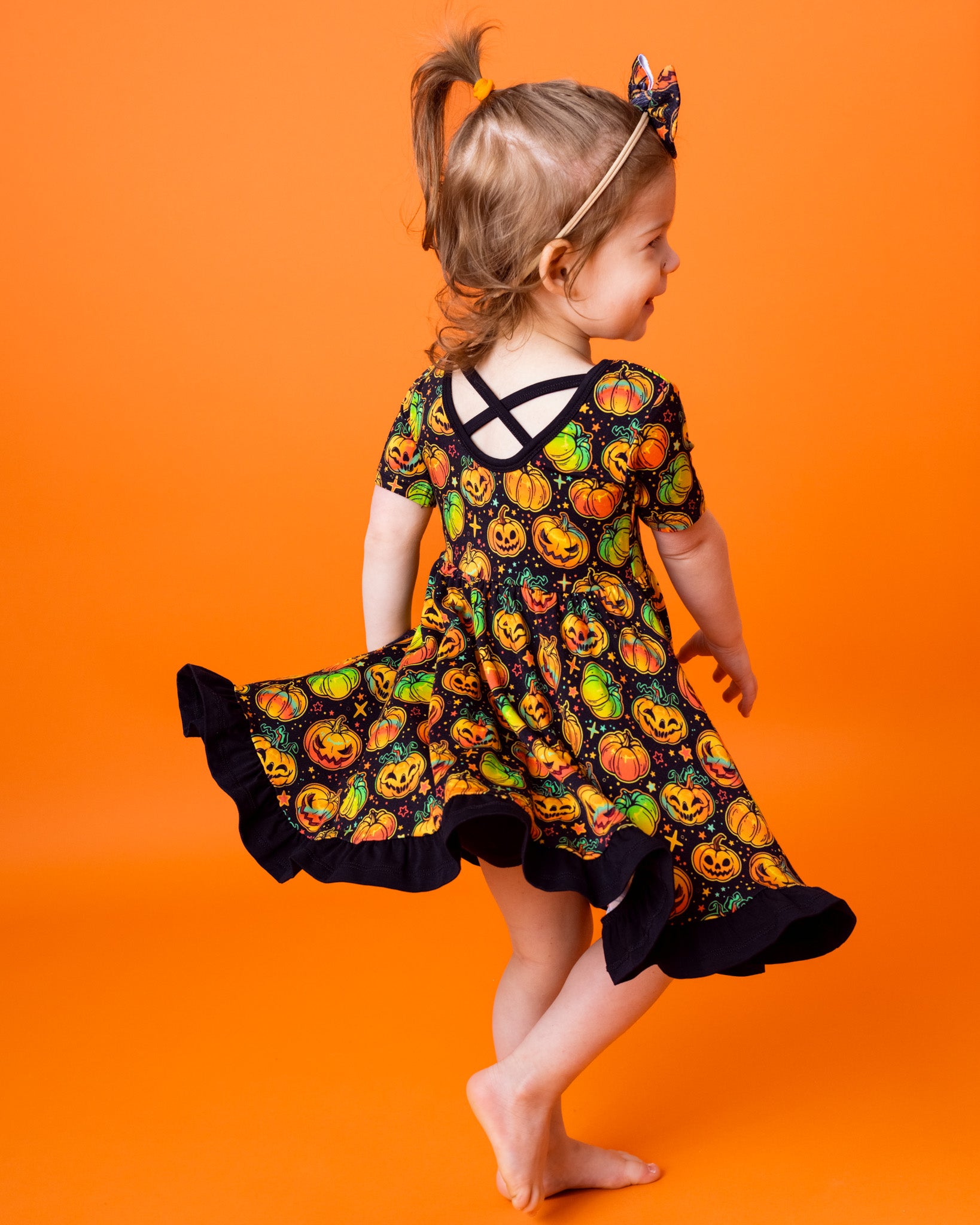 Bamboo Dresses-Girls, Toddlers, Children Kids Spooky Pumpkins