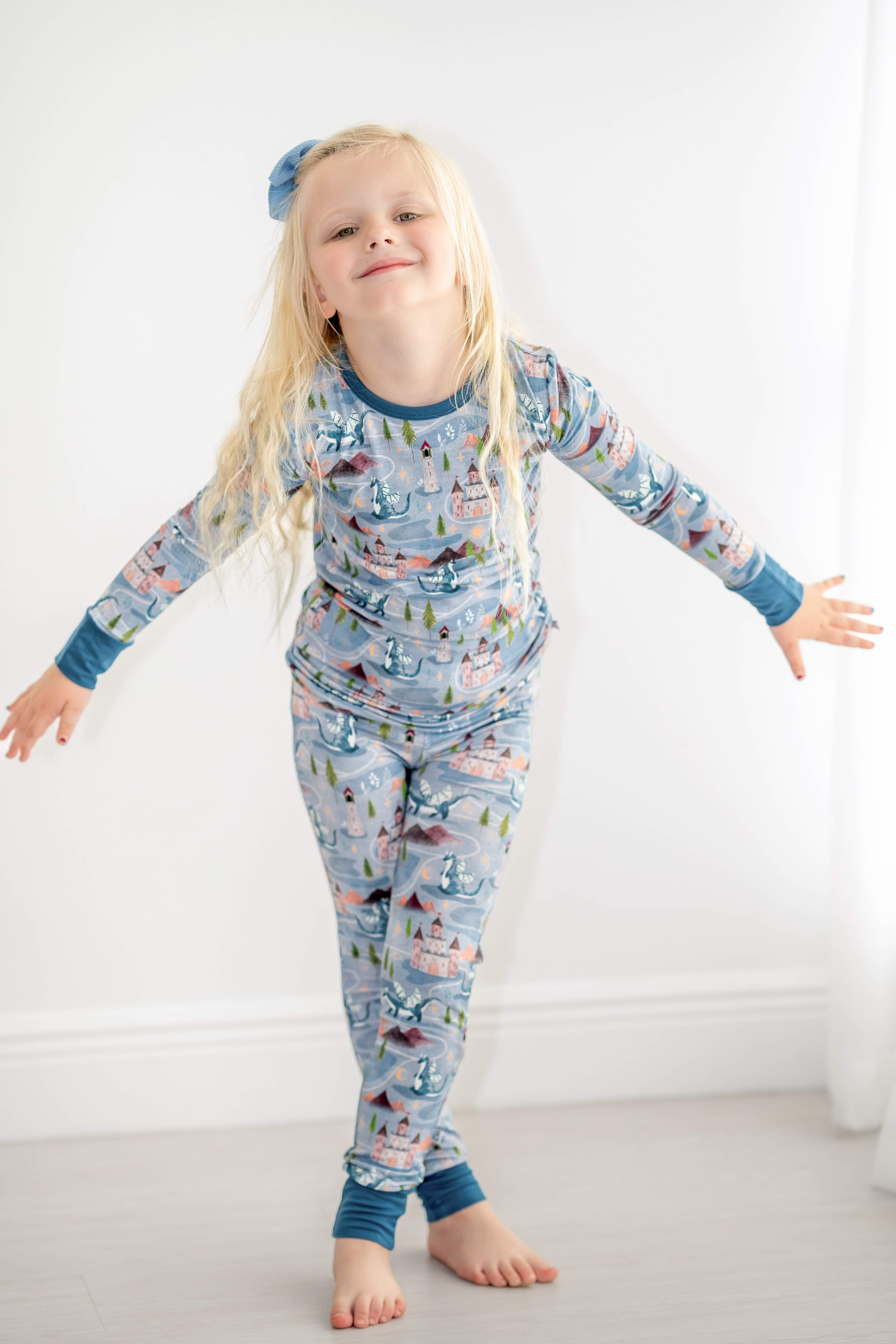 Bamboo Pajamas for Baby Toddler Boy Girl Kids Castles Dragons Little Popp Crew