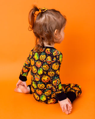 Halloween | Spooky Pumpkins | Convertible Bamboo Zipper Baby Pajamas