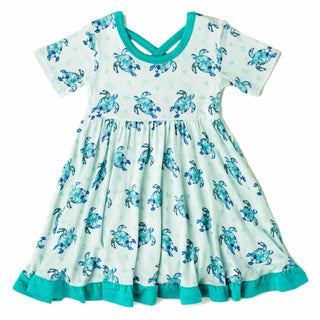 Sea of Turtles | Toddler & Girls Bamboo Ruffle Twirl Dress