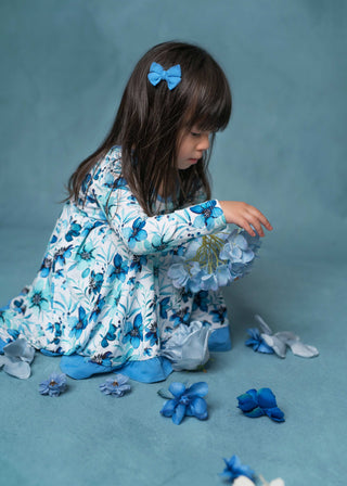 Azure Petals | Toddler & Girls Bamboo Ruffle Twirl Dress