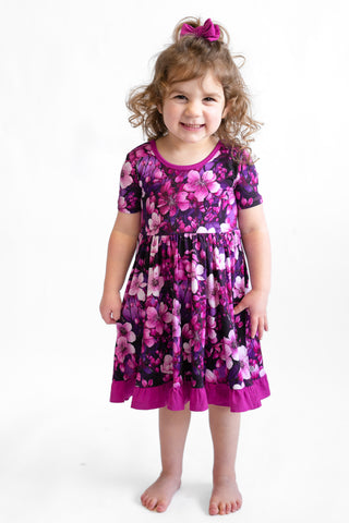 Cherry Blossoms | Toddler & Girls Bamboo Ruffle Twirl Dress & Shorts