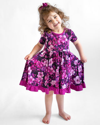 Bamboo Toddler Ruffle Dress - Girls, Children & Kids | Cherry Blossoms 9/10 Bamboo Toddler Ruffle Dress - Girls, Children & Kids | Cherry Blossoms 9/10