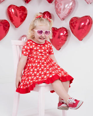 Sweet Little Hearts| Toddler & Girls Bamboo Ruffle Twirl Dress & Shorts