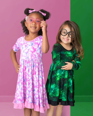 Bubbles | Toddler & Girls Bamboo Ruffle Twirl Dress & Shorts