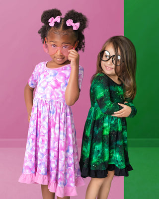 Bubbles | Toddler & Girls Bamboo Ruffle Twirl Dress & Shorts