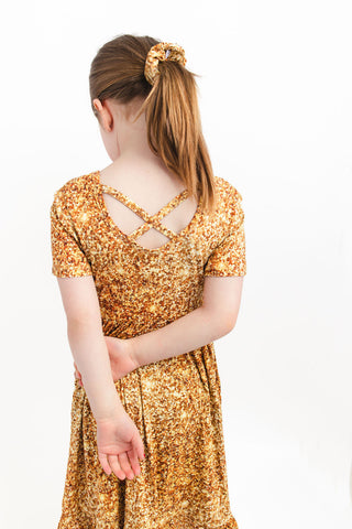 Bamboo Toddler Ruffle Dress for Girls, Children & Kids | Gold Shimmer 3T Bamboo Toddler Ruffle Dress for Girls, Children & Kids | Gold Shimmer 3T