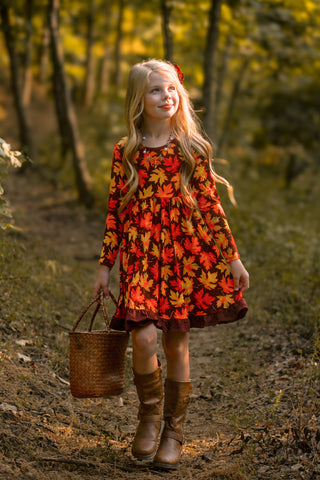 *COMING SOON* Autumn Leaves | Toddler & Girls Bamboo Ruffle Twirl Dress