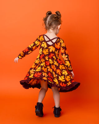 *COMING SOON* Autumn Leaves | Toddler & Girls Bamboo Ruffle Twirl Dress