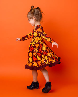 *COMING SOON* Autumn Leaves | Toddler & Girls Bamboo Ruffle Twirl Dress