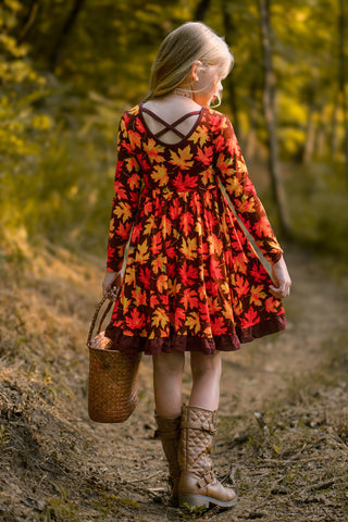 *COMING SOON* Autumn Leaves | Toddler & Girls Bamboo Ruffle Twirl Dress