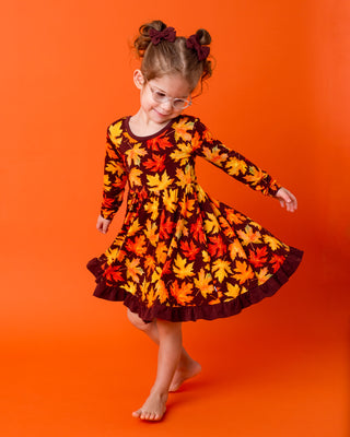 *COMING SOON* Autumn Leaves | Toddler & Girls Bamboo Ruffle Twirl Dress