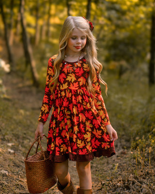 *COMING SOON* Autumn Leaves | Toddler & Girls Bamboo Ruffle Twirl Dress