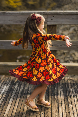Bamboo Twirl Dress-Toddler, Girls, Children, Kids | Autumn Leaves/Fall Little Popp Crew Bamboo Twirl Dress-Toddler, Girls, Children, Kids | Autumn Leaves/Fall Little Popp Crew