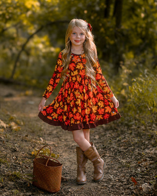 *COMING SOON* Autumn Leaves | Toddler & Girls Bamboo Ruffle Twirl Dress